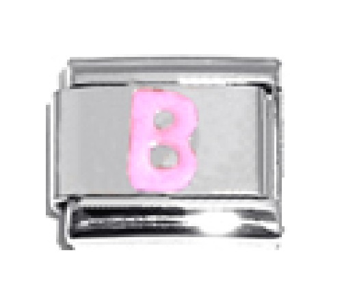 Pink Letter B - 9mm Italian charm - Click Image to Close